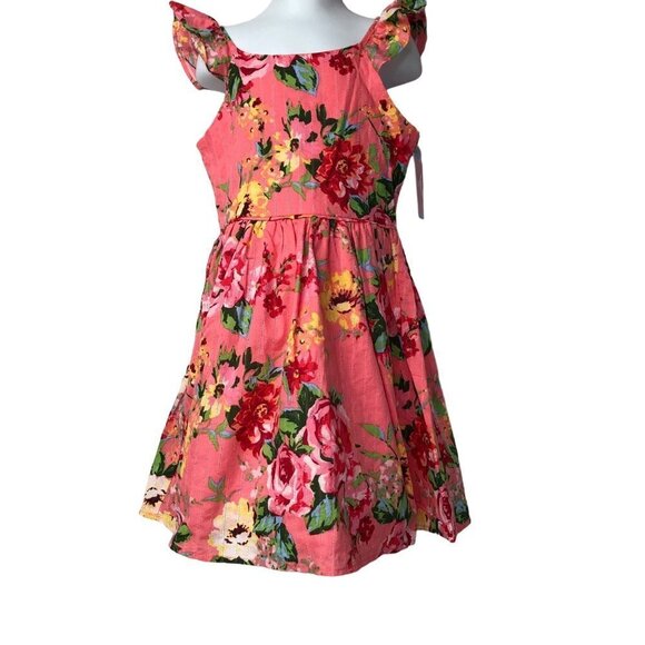 ZUNIE GIRL CORAL FLORAL LINED SUN DRESS size L 10-12 NEW WITH TAG - Picture 5 of 6